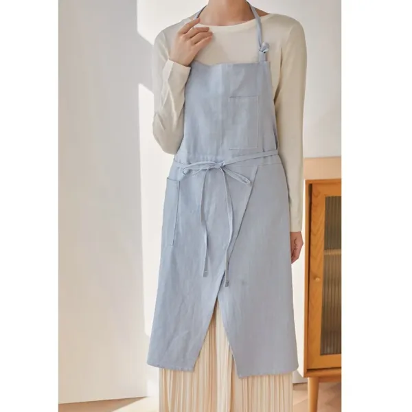 tablier en coton bleu