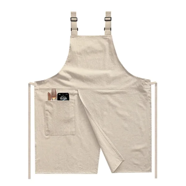 tablier en tissu beige
