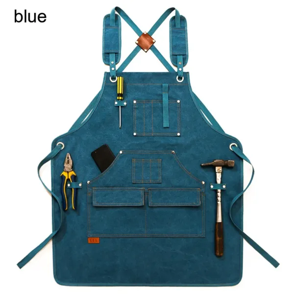 tablier de travail bleu