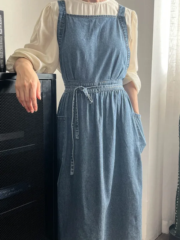 robe tablier longue en denim