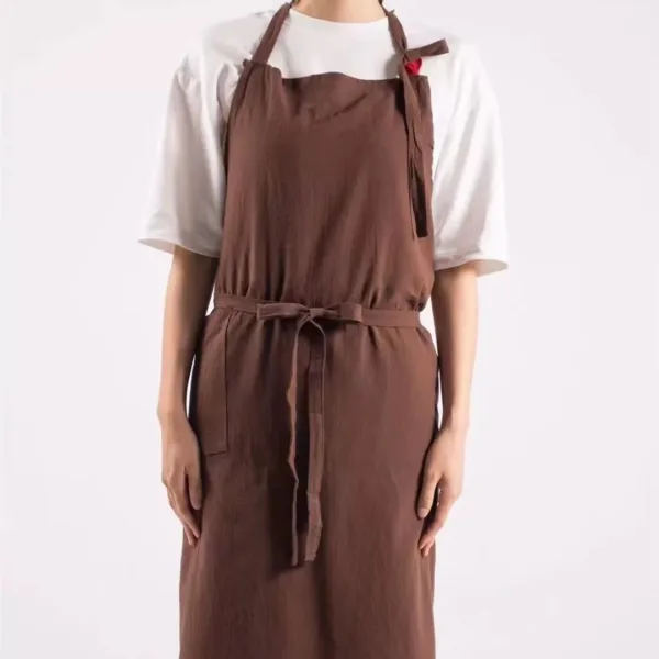 tablier en cotton marron