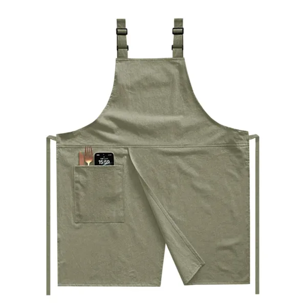 tablier tissu jambes fendues vert