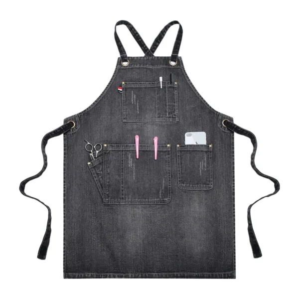 tablier en denim délavé
