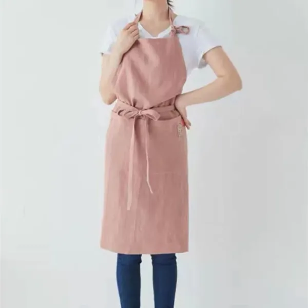 tablier en coton rose
