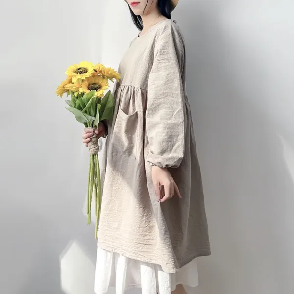tablier blouse manche longue beige