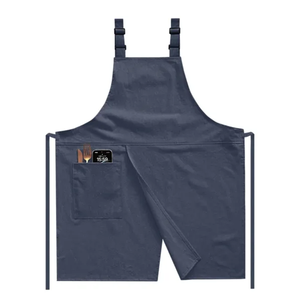 tablier en tissu jambes fendues bleu