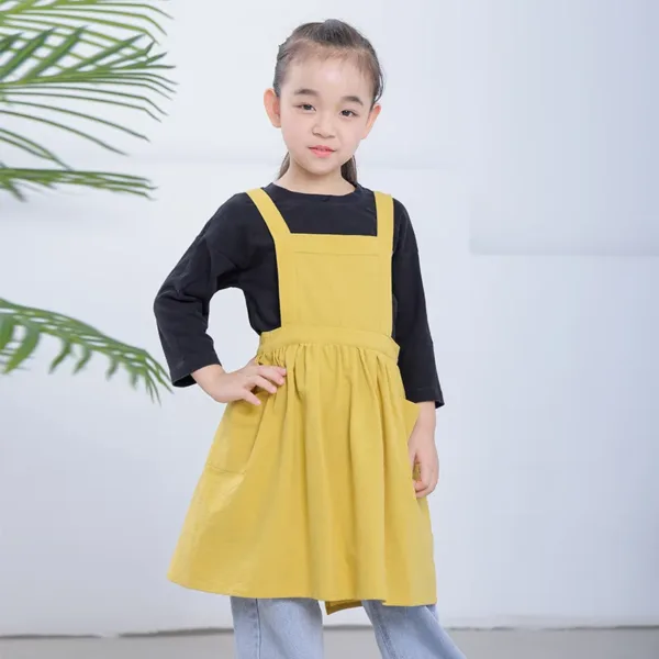tablier robe enfant coton jaune