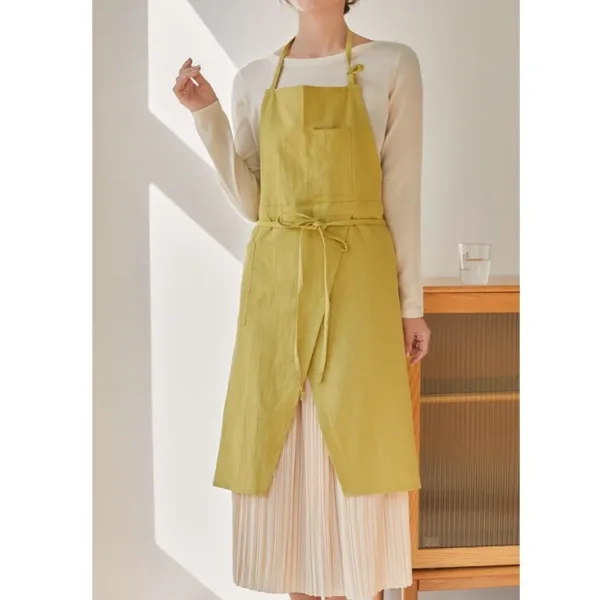 tablier en coton jaune