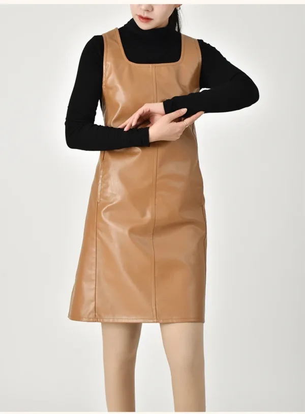tablier cuir marron