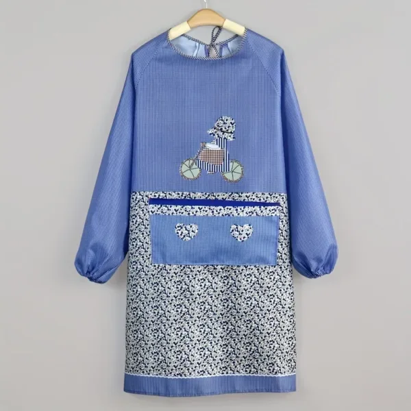 tablier robe manche longue bleu