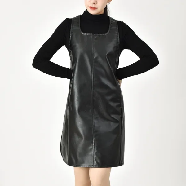 tablier en cuir noir nordique