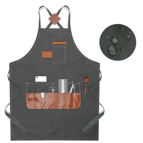 tablier coiffeur en jean gris