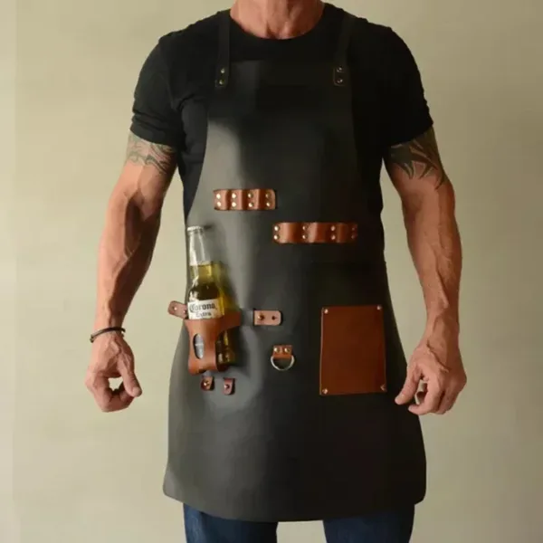tablier barbecue en cuir noir